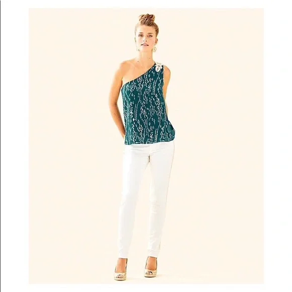 LILLY PULITZER Siene One Shoulder Silk Top - Picture 5 of 8